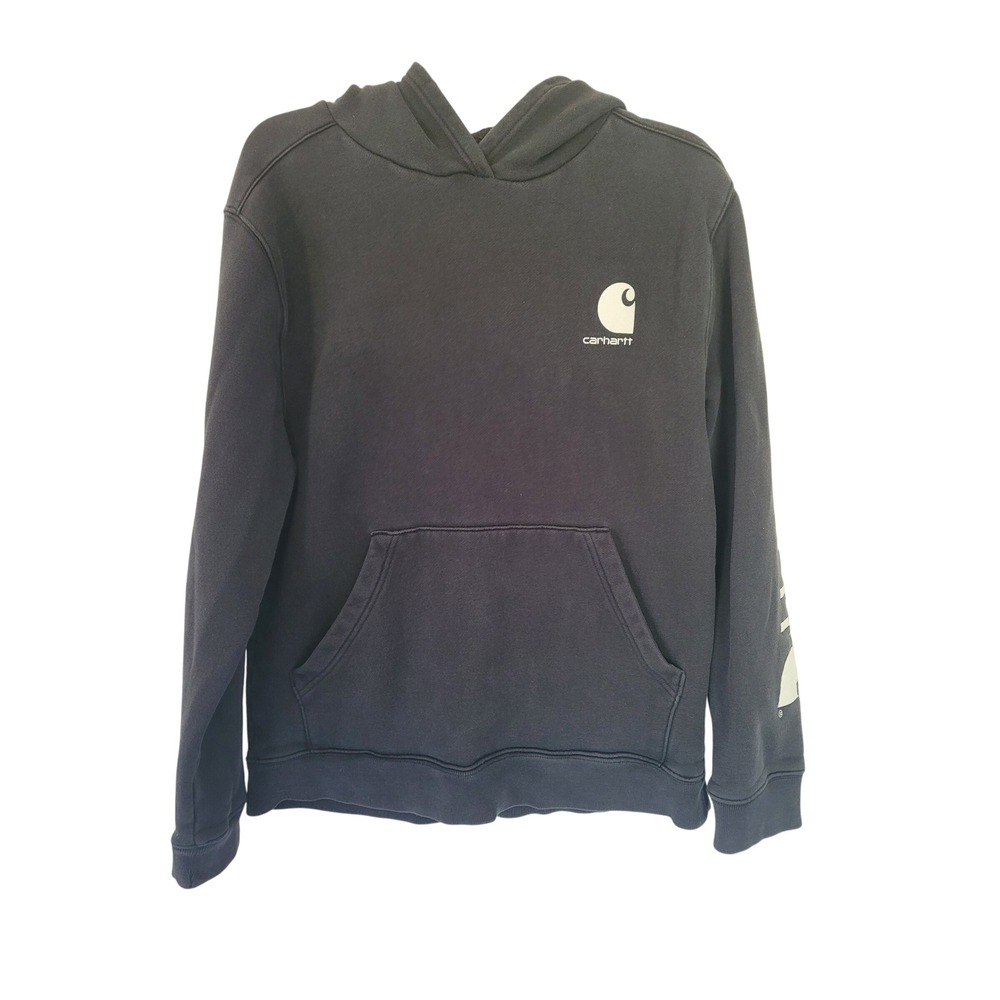 Carhartt Boys XL 18-20 Black Logo Graphic Pullover Fleece Hoodie Sweatshirt #2/3